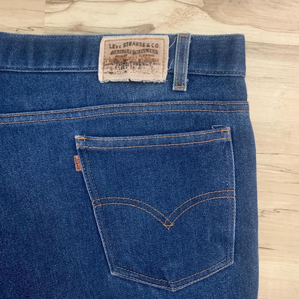 Vintage Levi Strauss & Co Brown Tab Blue Jeans Mens 42x34 Straight Leg Denim